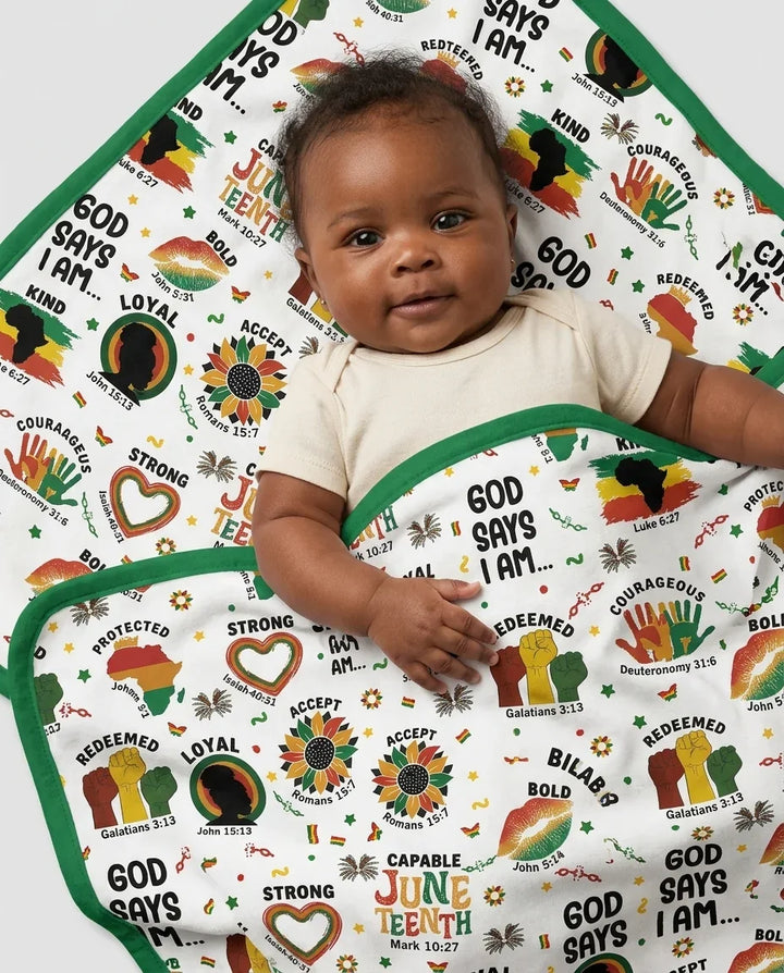 God Says I Am Juneteenth Bamboo Blanket