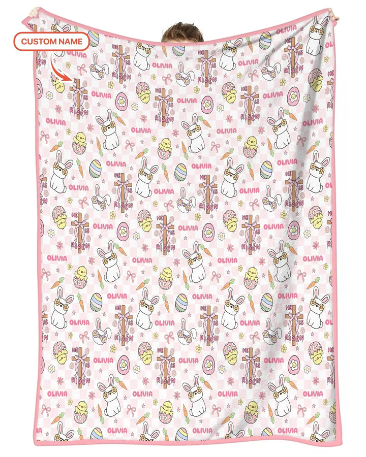 Custom Name Retro Easter Bamboo Blanket