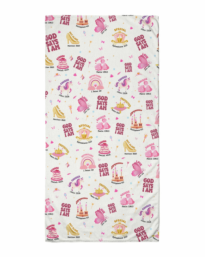 God Says I Am Girl Bamboo Beach Towel