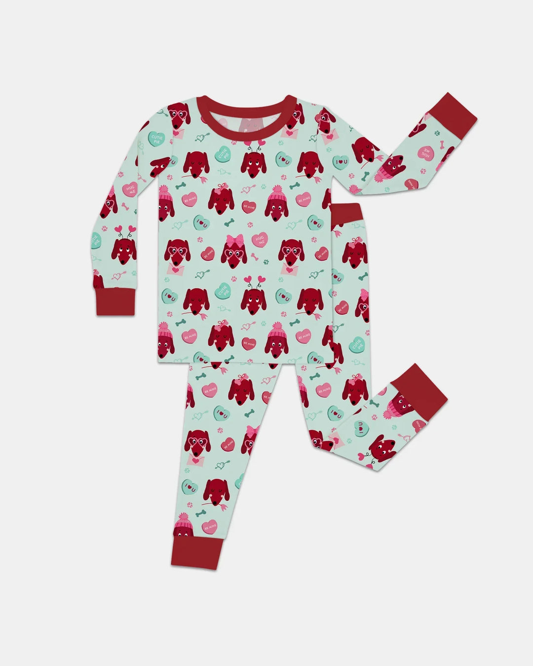 Dachshund Is My Valentine Bamboo Two Piece Long Sleeve Pajama Set