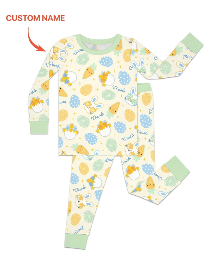 Retro Easter Bamboo Two Piece Long Sleeve Pajama Set