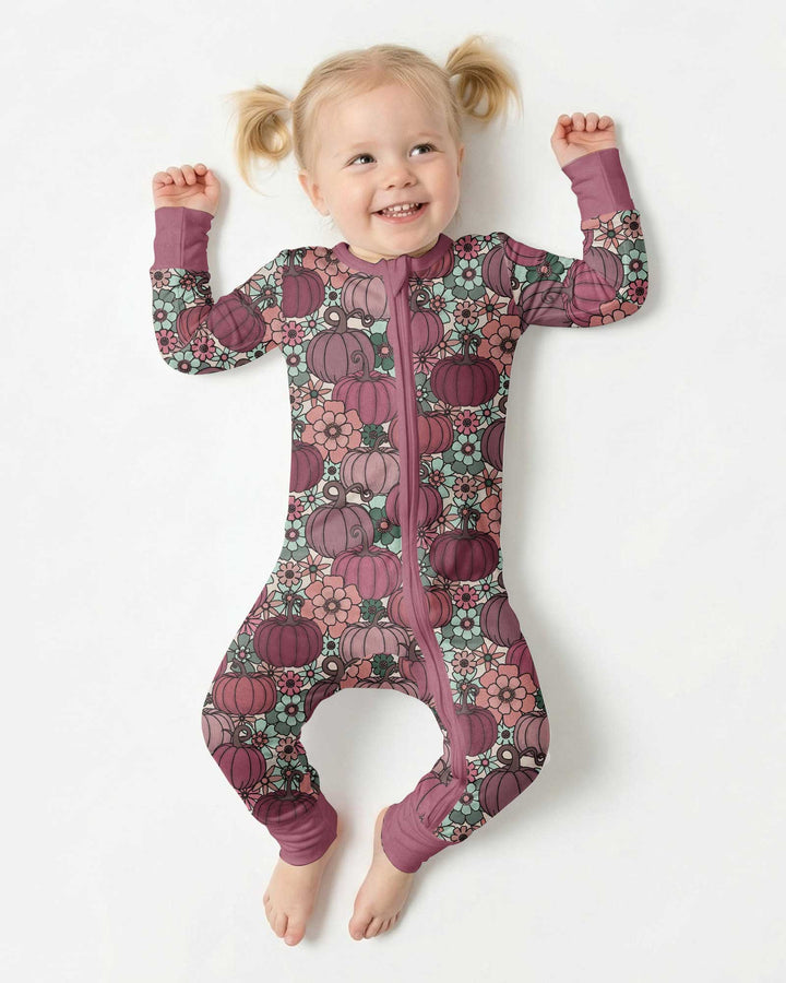 Retro Floral Pumpkin Patch Bamboo Convertible Zippy