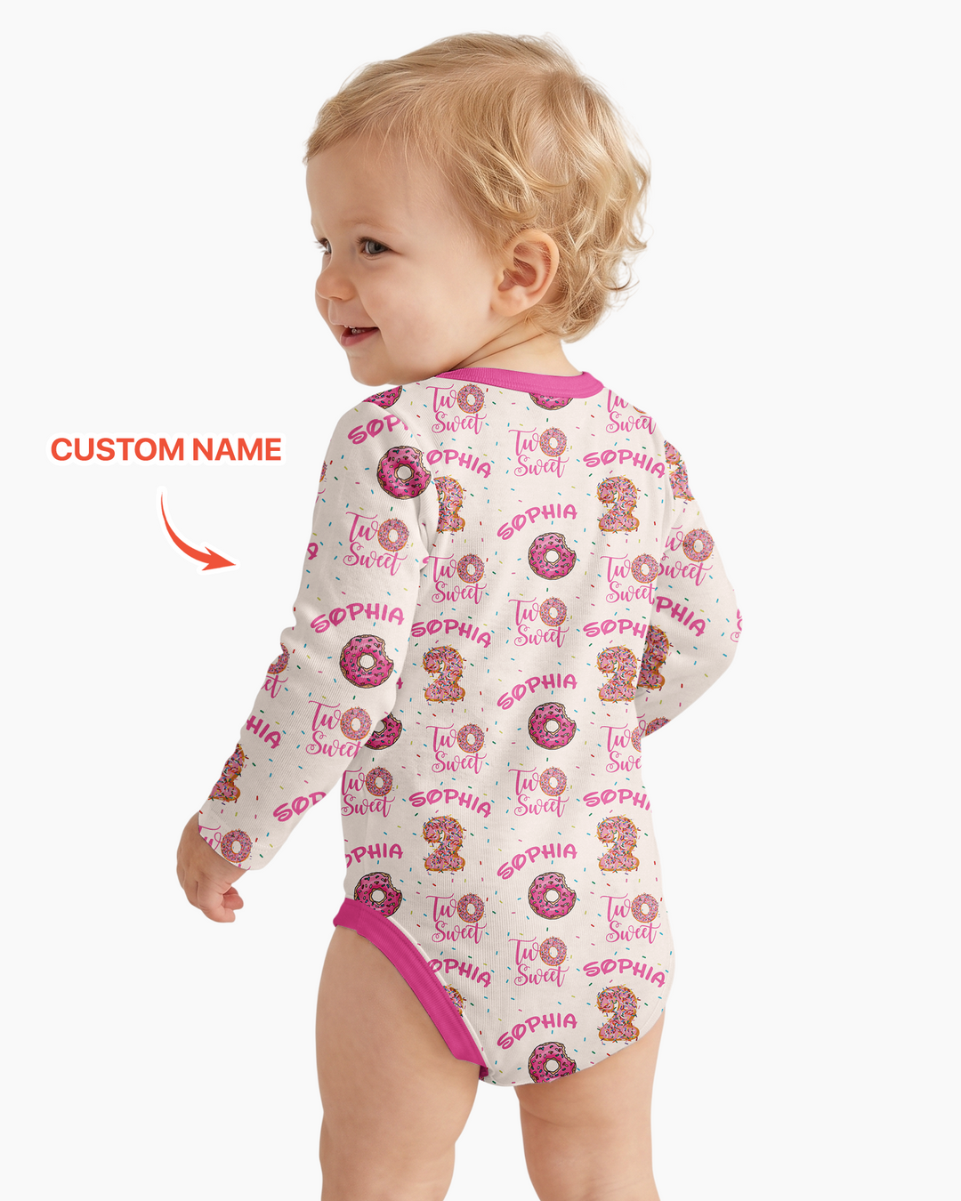 Custom Name Two Sweet Donut Bamboo Bodysuit