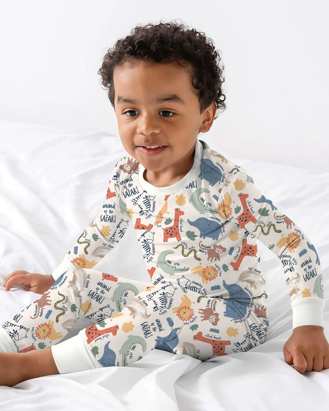 Funny African Animals Bamboo Two Piece Long Sleeve Pajama Set