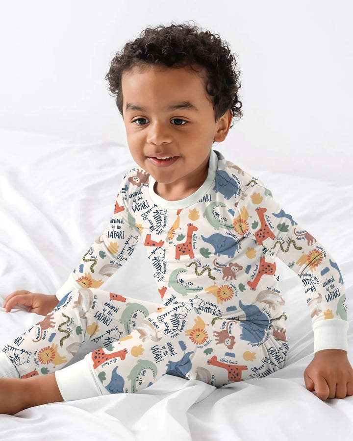 Funny African Animals Bamboo Two Piece Long Sleeve Pajama Set