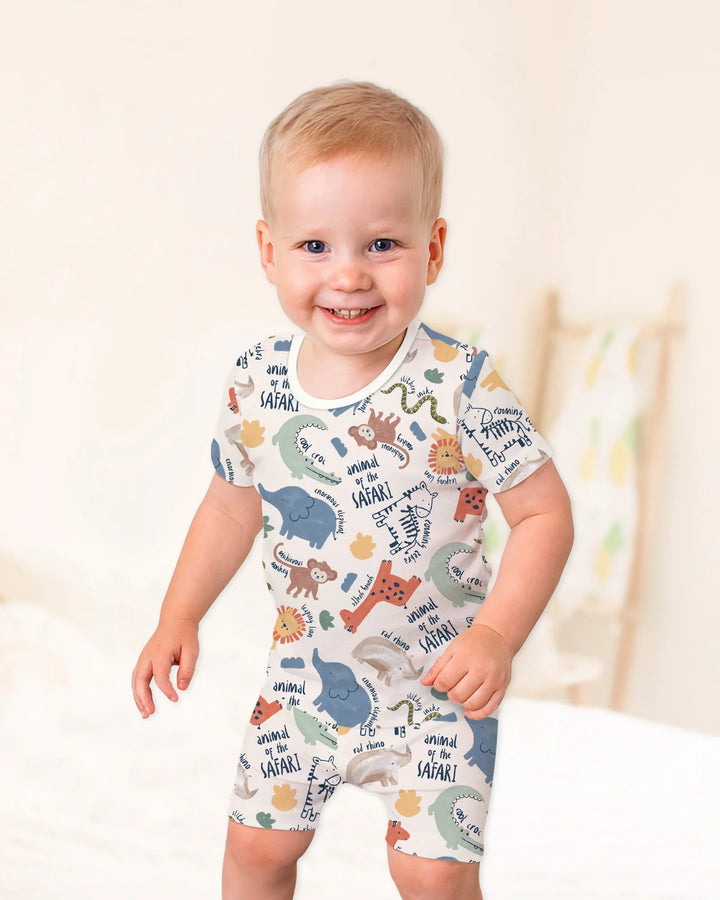 Funny African Animals Bamboo Two Piece Short Sleeve Shorts Pajama Set