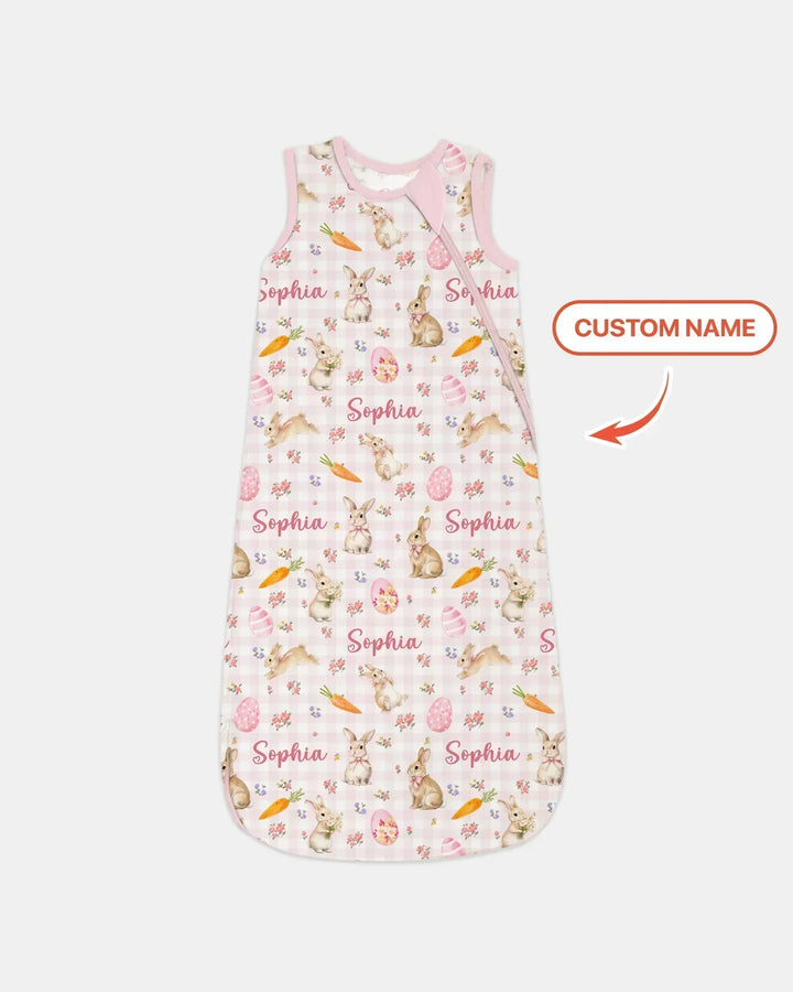 Custom Name Bunny Garden Bamboo Sleep Bag