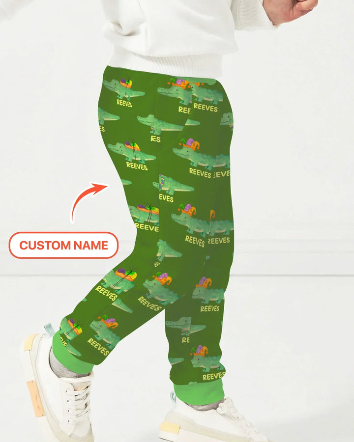 Custom Name Mardi Gras Gator Bamboo Jogger