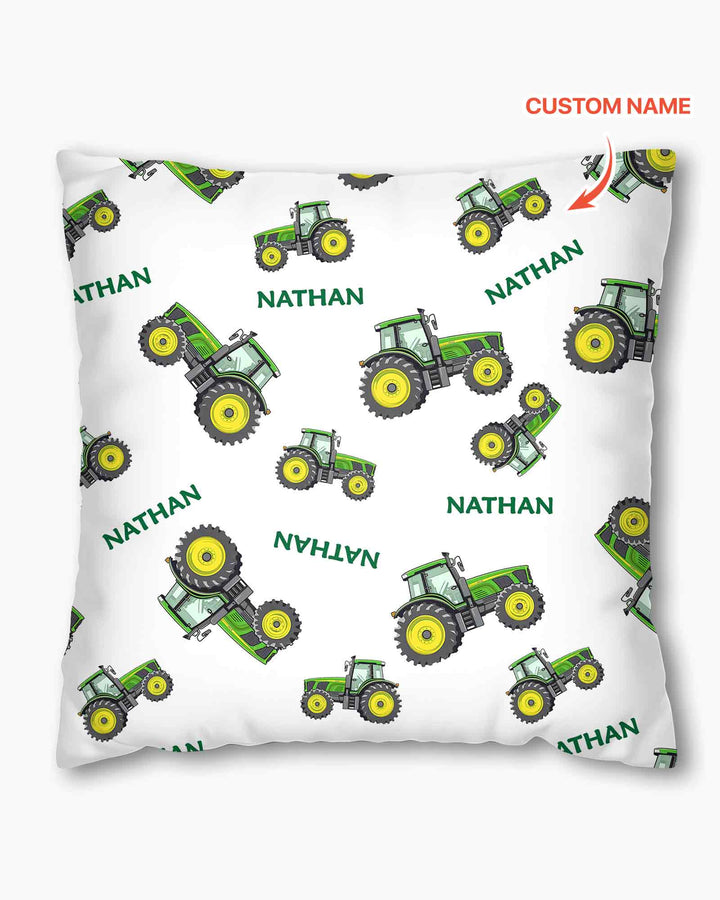 Custom Name Green Tractors Matching Daddy & Me Bamboo Pillow Case