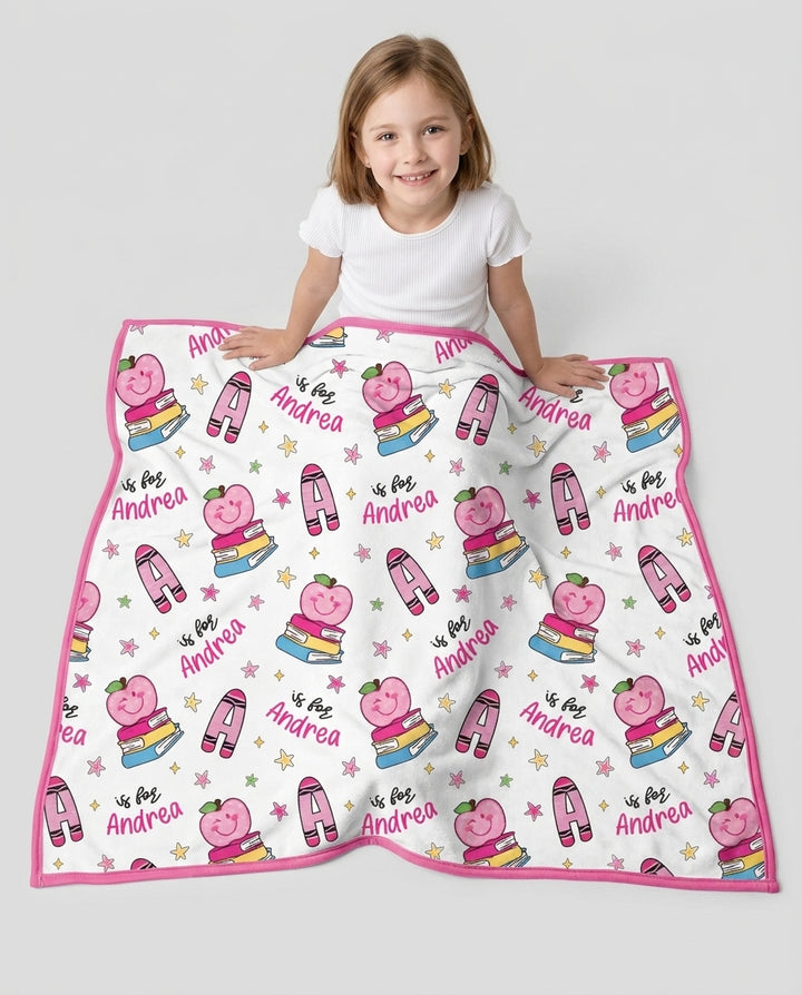 Custom Name Crayon Alphabet Bamboo Blanket