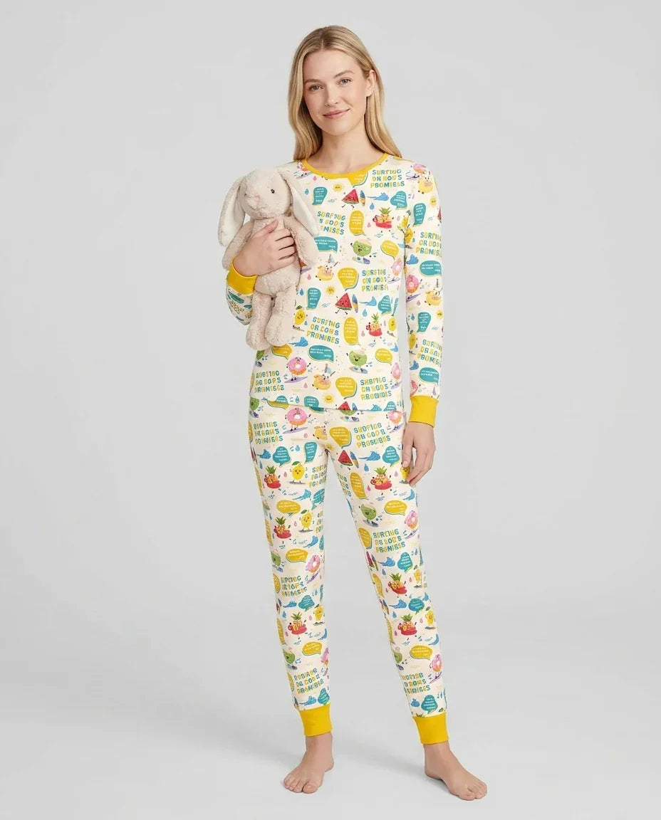 Summer Fruits Surfing On God's Promises Bamboo Women Pajama Set