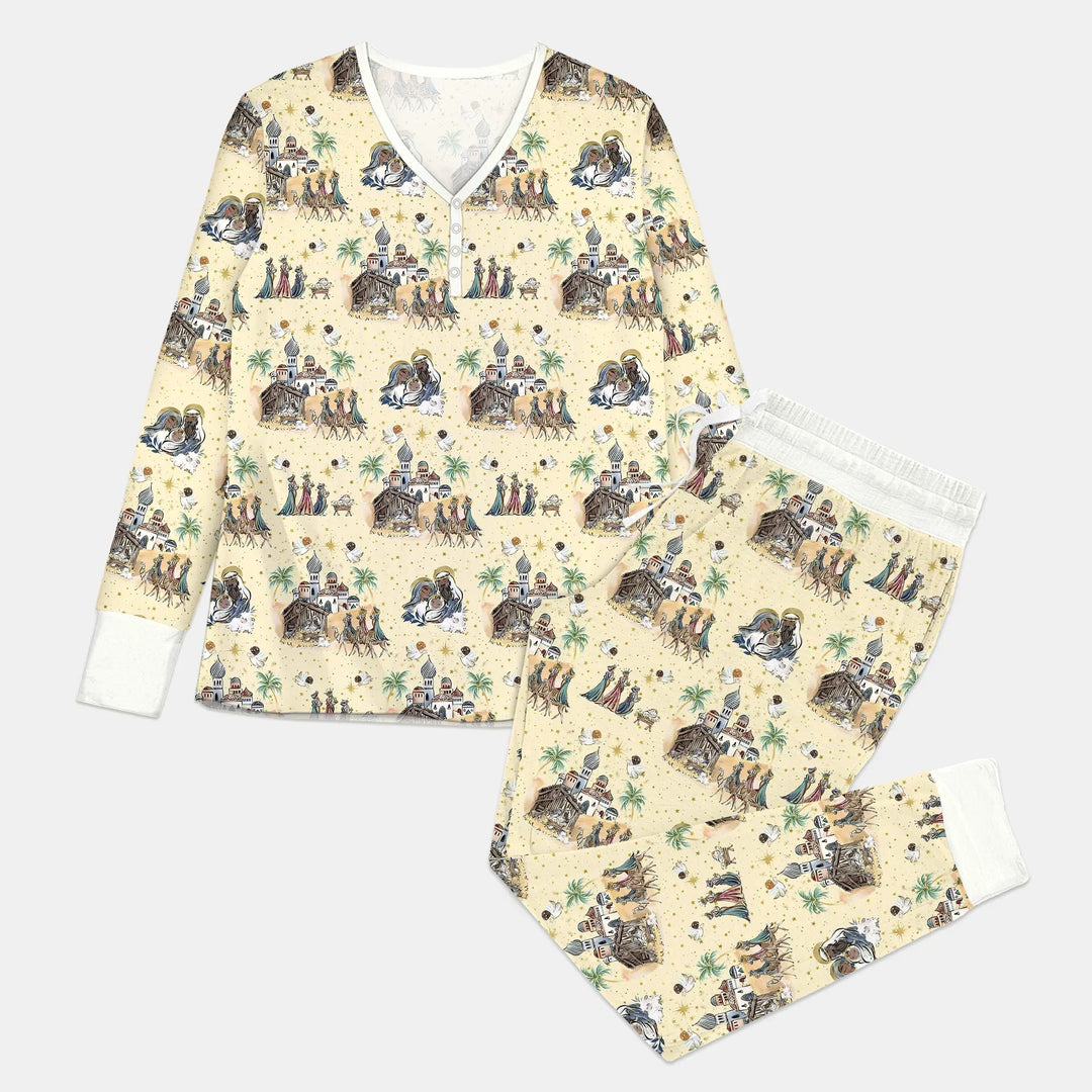 Nativity Christmas Family Matching Family Bamboo Women Pajama Set