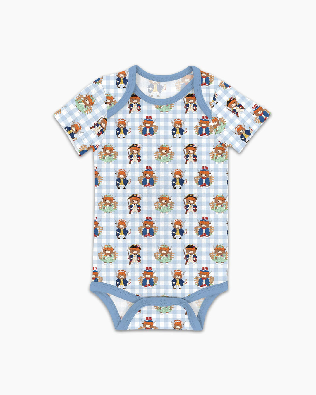 Patriotic 4th of July Highland Cow Bamboo Bodysuit