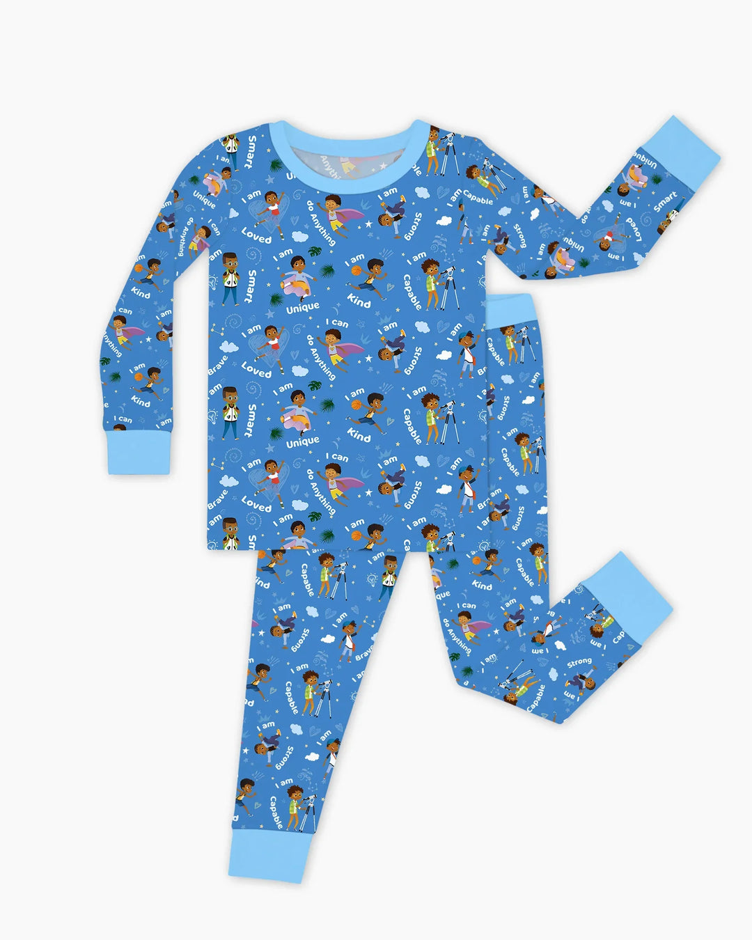 Black Boys I Am Smart Bamboo Two Piece Long Sleeve Pajama Set