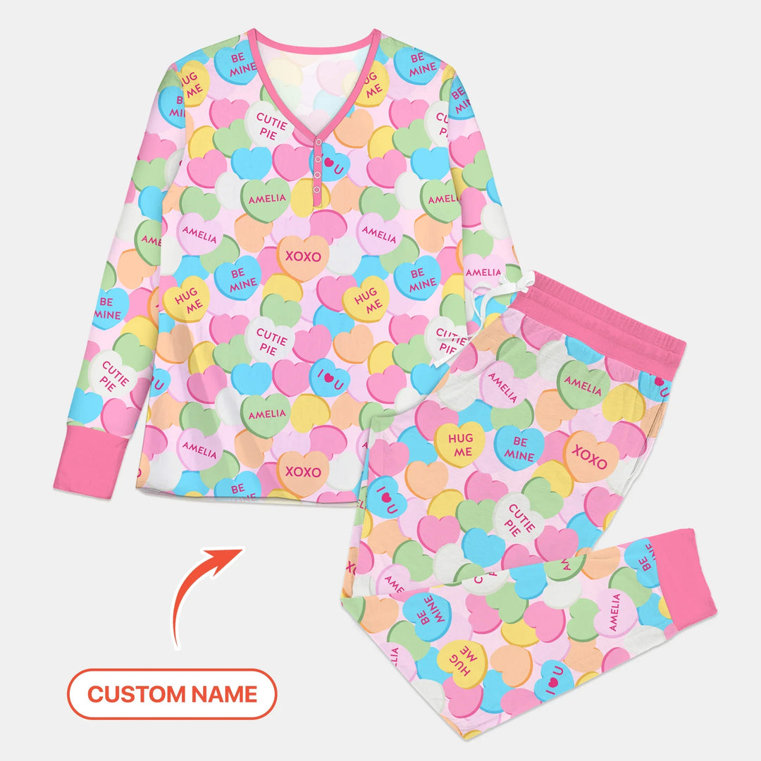 Valentine Candy Crush Family Matching Bamboo Women Pajama Set