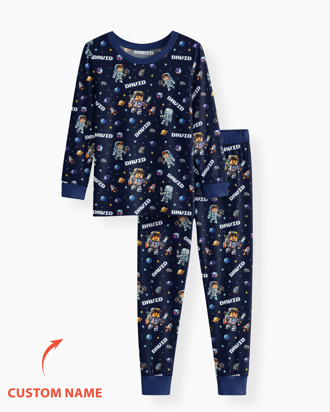 Blocky Universe Bamboo Two Piece Long Sleeve Pajama Set