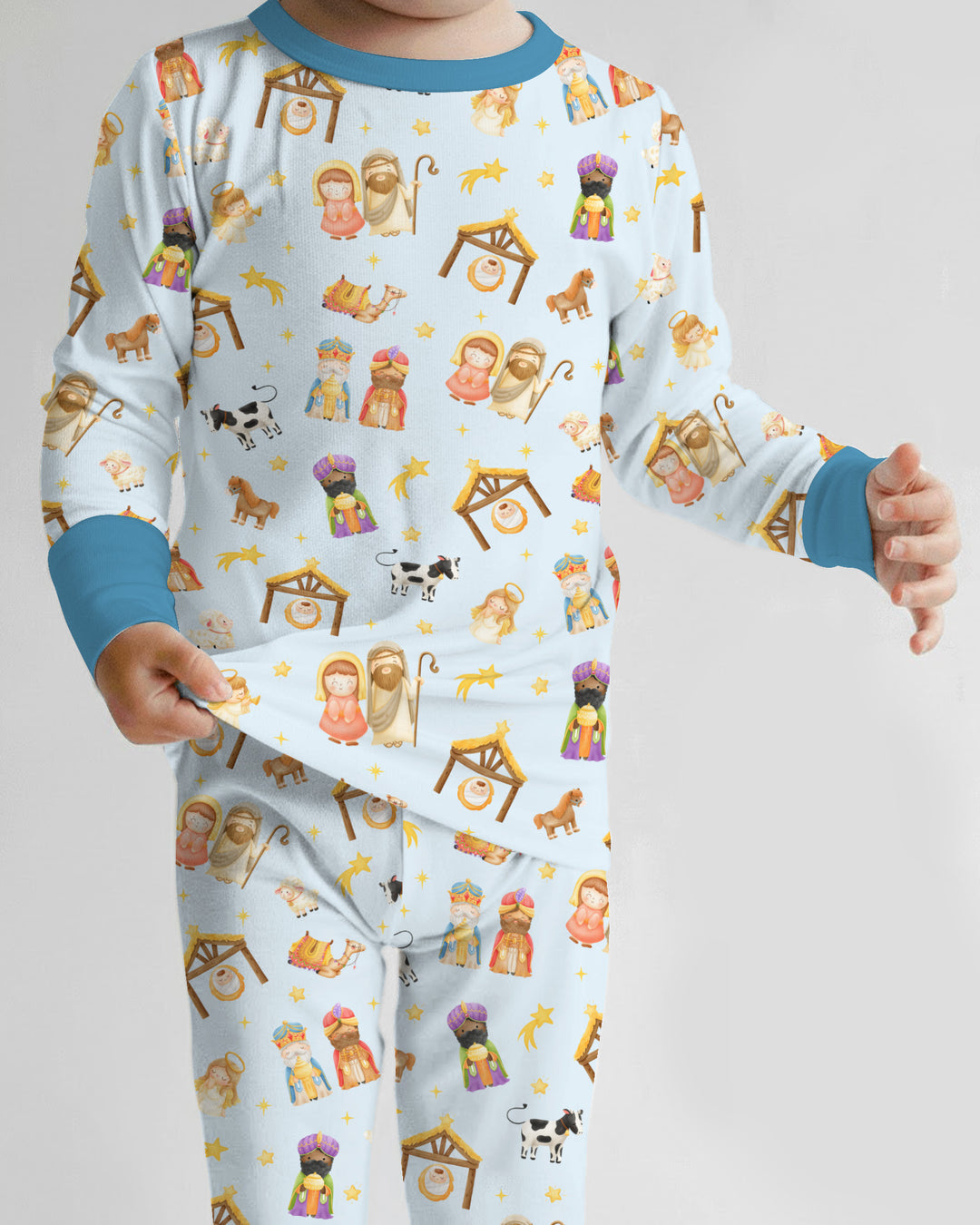 Away In A Manger Bamboo Two Piece Long Sleeve Pajama Set