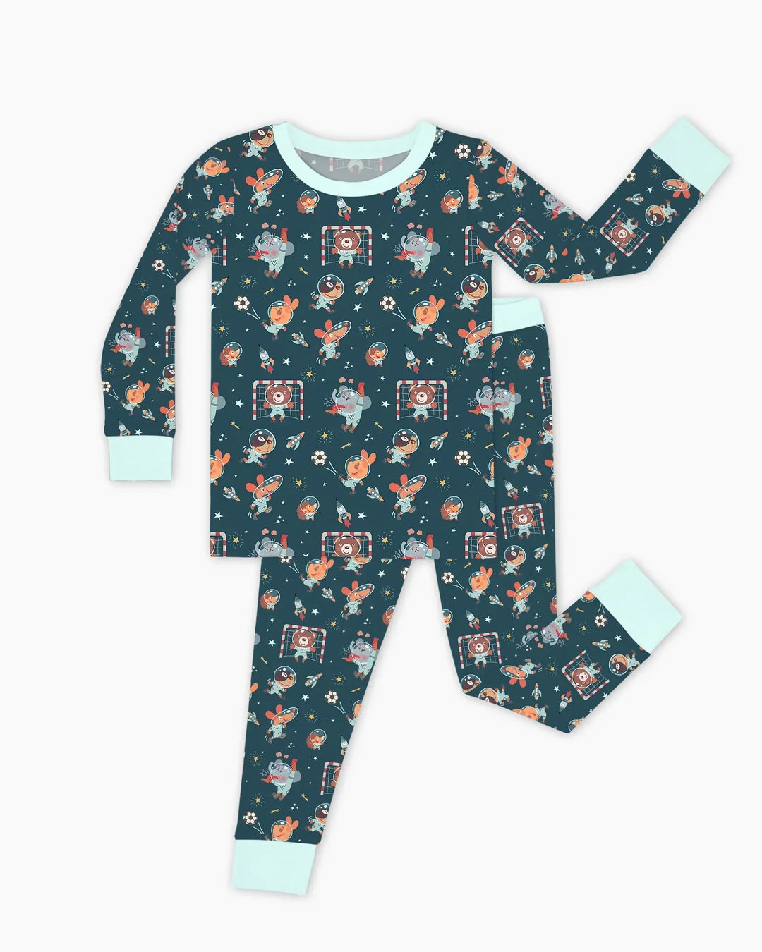 Space Soccer Bamboo Two Piece Long Sleeve Pajama Set