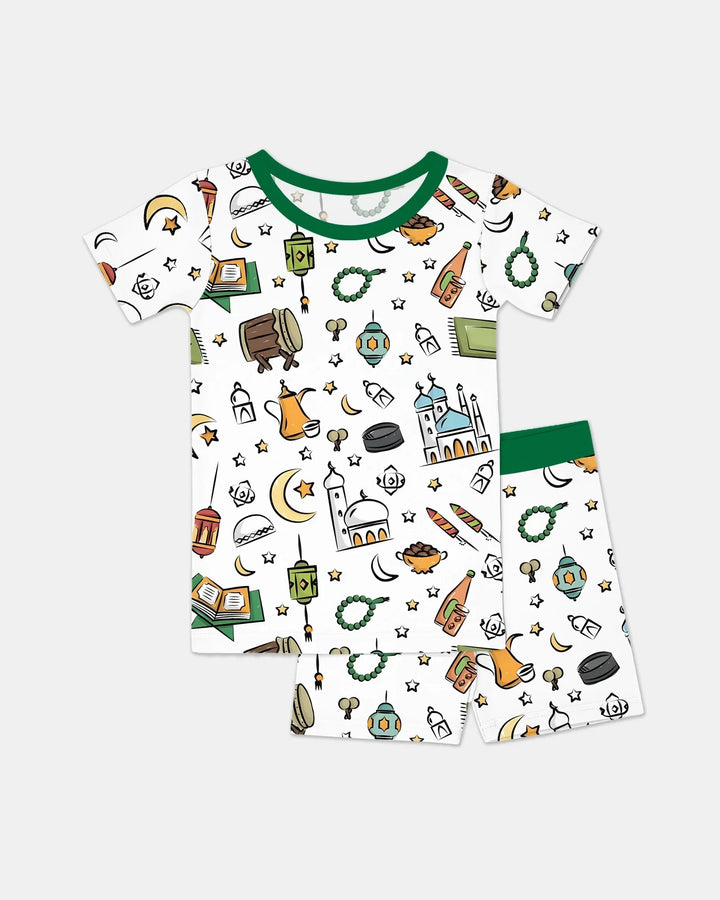 Ramadan Blessings Family Matching Bamboo Two Piece Short Sleeve Shorts Pajama Set