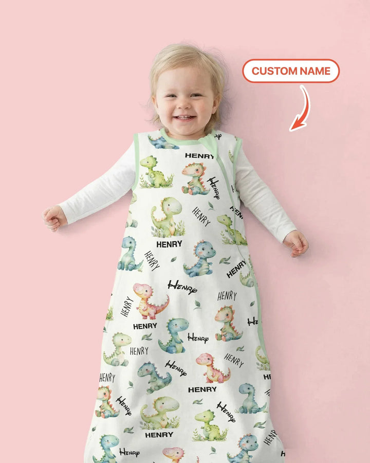 Dinosaur Custom Name Bamboo Sleep Bag