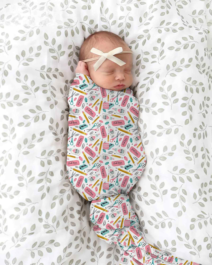 Pink Power School Supplies swaddle blanket