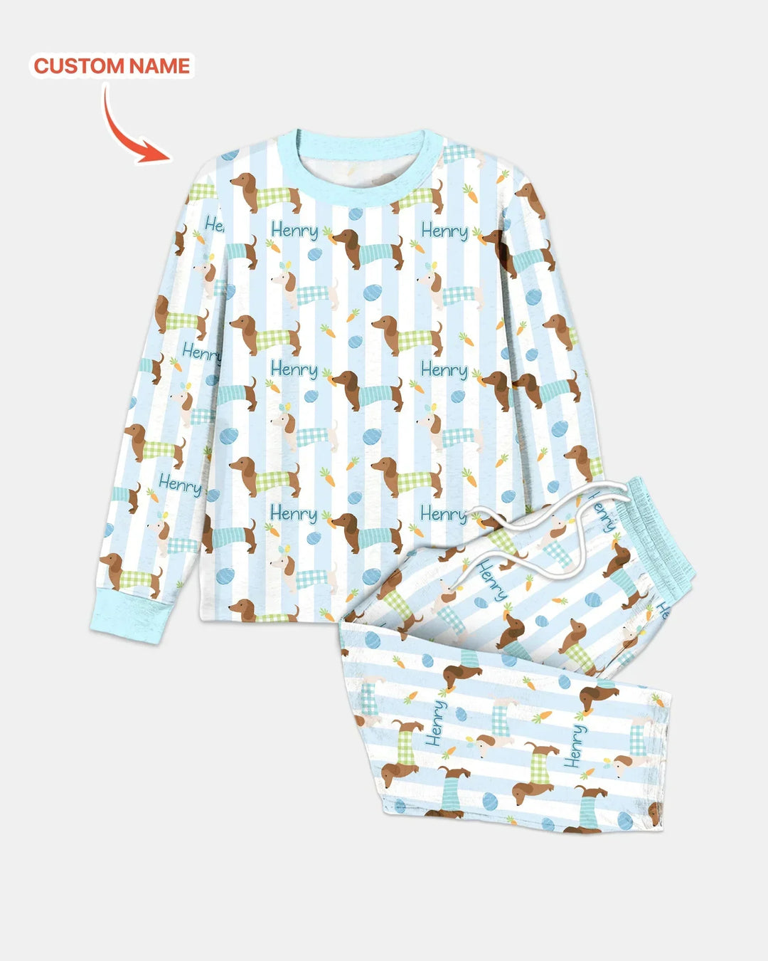 Custom Name Easter Dachshunds Family Matching Bamboo Men's Pajama Set