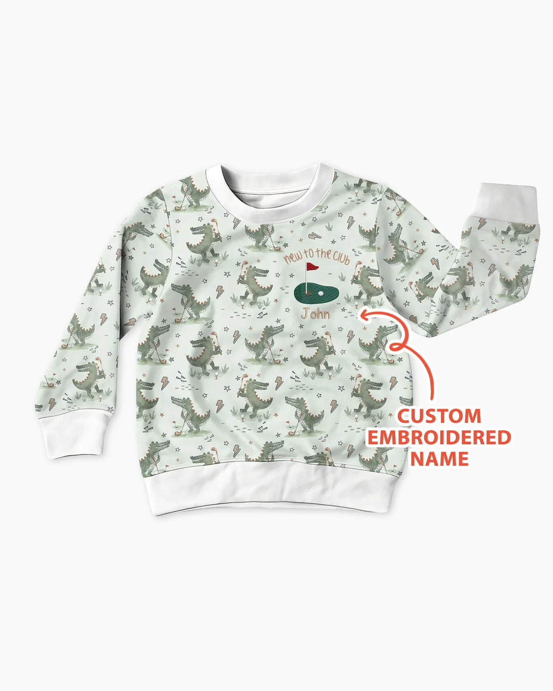 Personalized Embroidered Name Crocodile Golf Bamboo Crewneck Sweatshirt