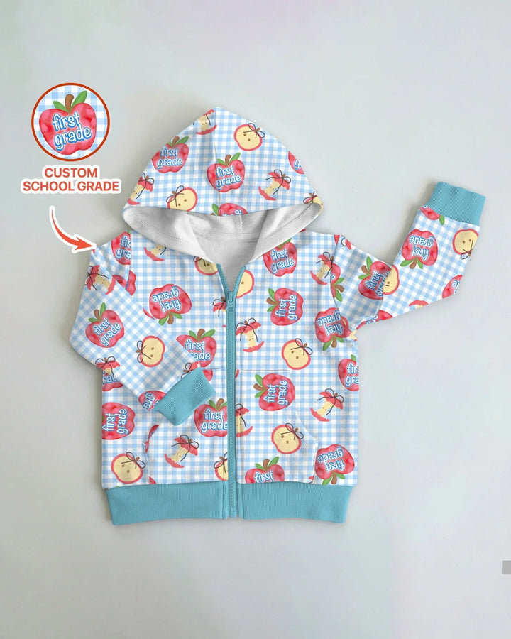 Custom School Grade Apple Days Bamboo Zip Hoodie