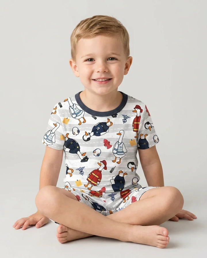 Rescue Goose Squad Bamboo Two Piece Short Sleeve Shorts Pajama Set