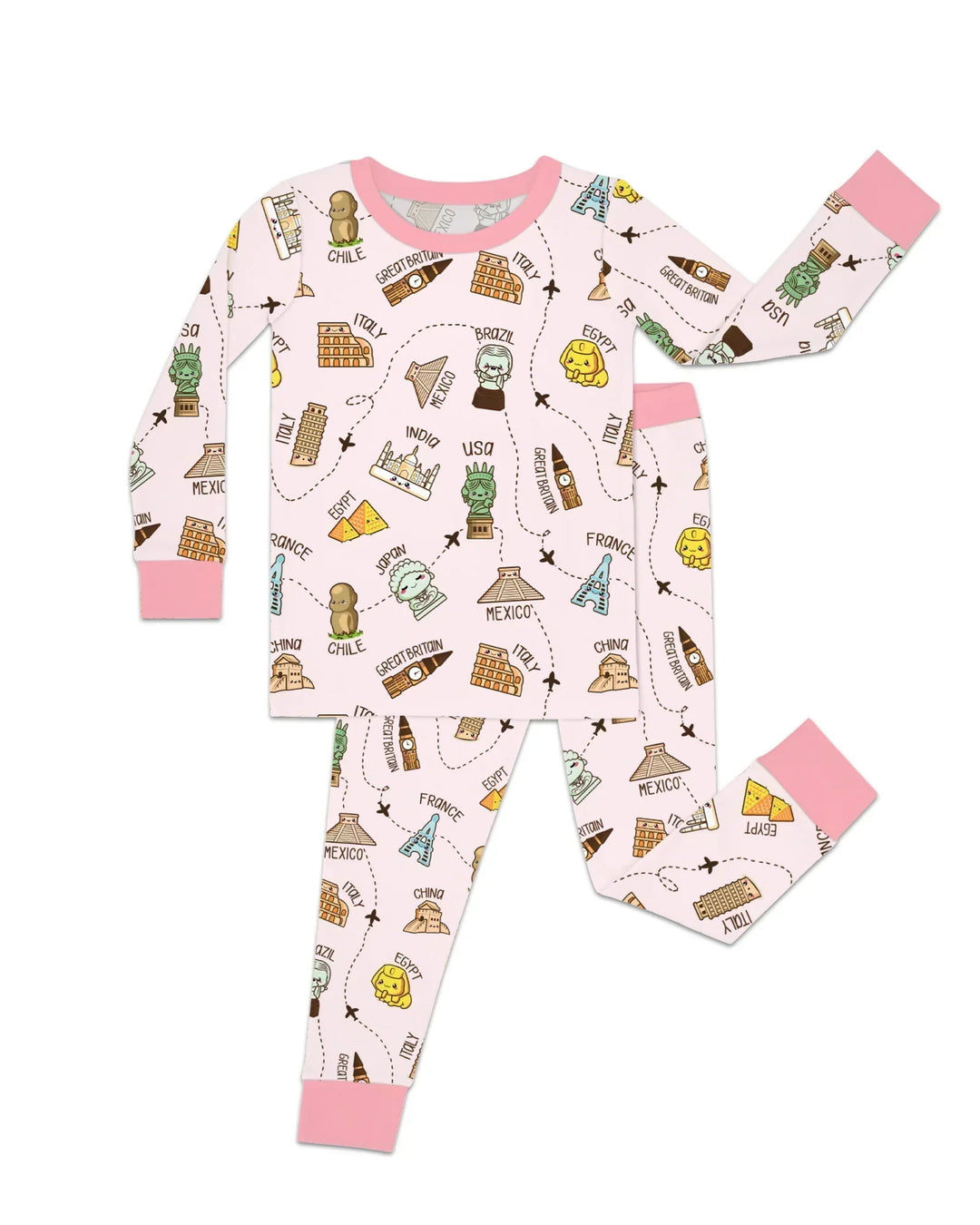 Kawaii World Tour Bamboo Two Piece Long Sleeve Pajama Set