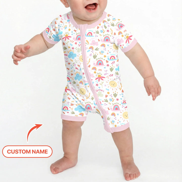 Custom Name Positive Spring Garden Bamboo Shorty Zippy