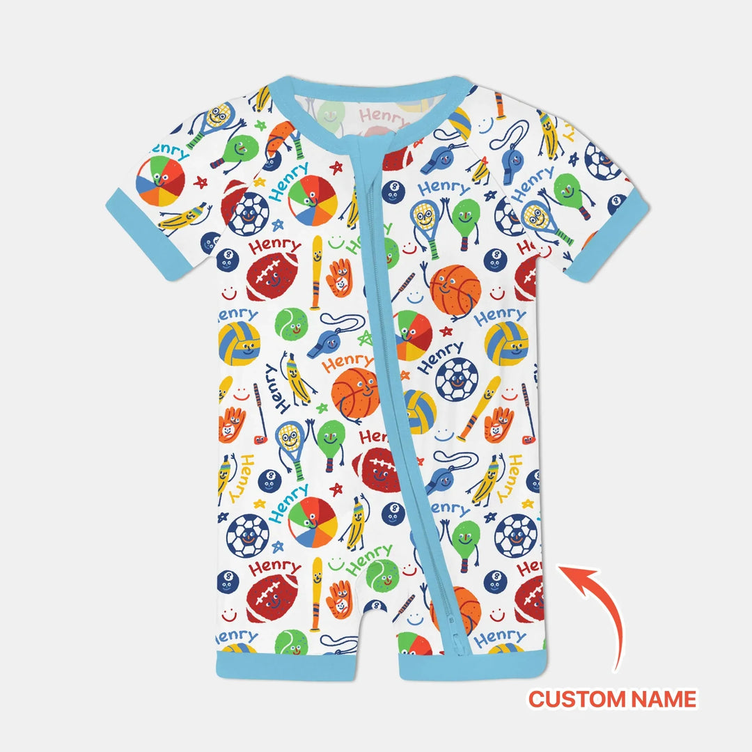 Play Ball Custom Name Bamboo Shorty Zippy