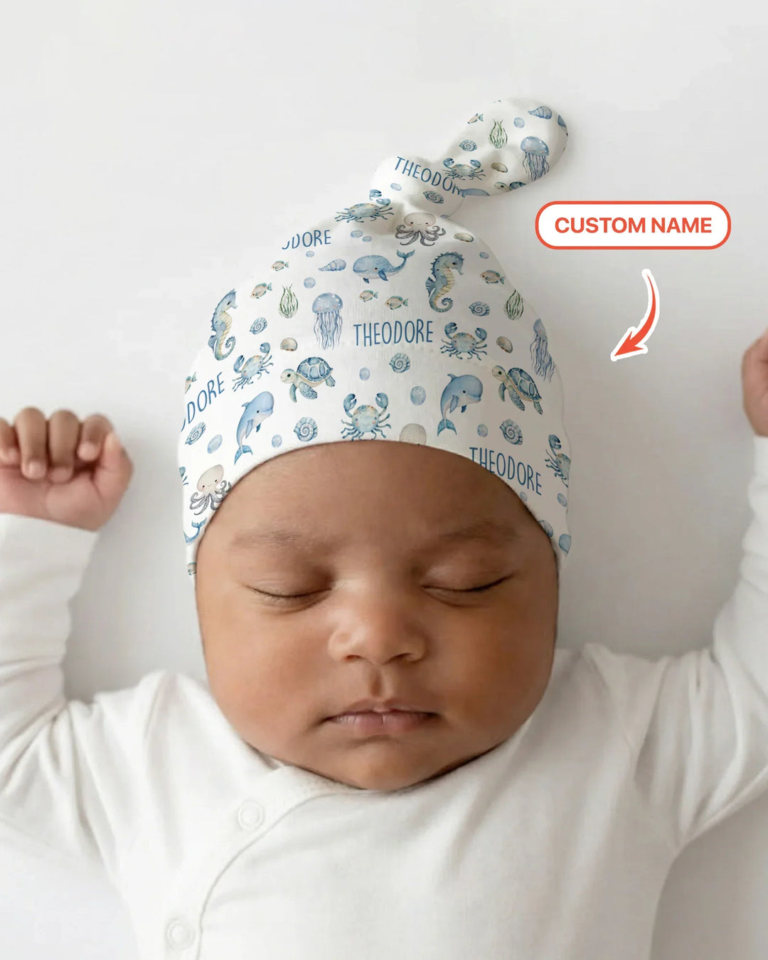 Custom Name Ocean Friends Bamboo Knotted Hat