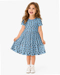 Hockey Dogs - Blue and Black Bamboo Twirl Dress