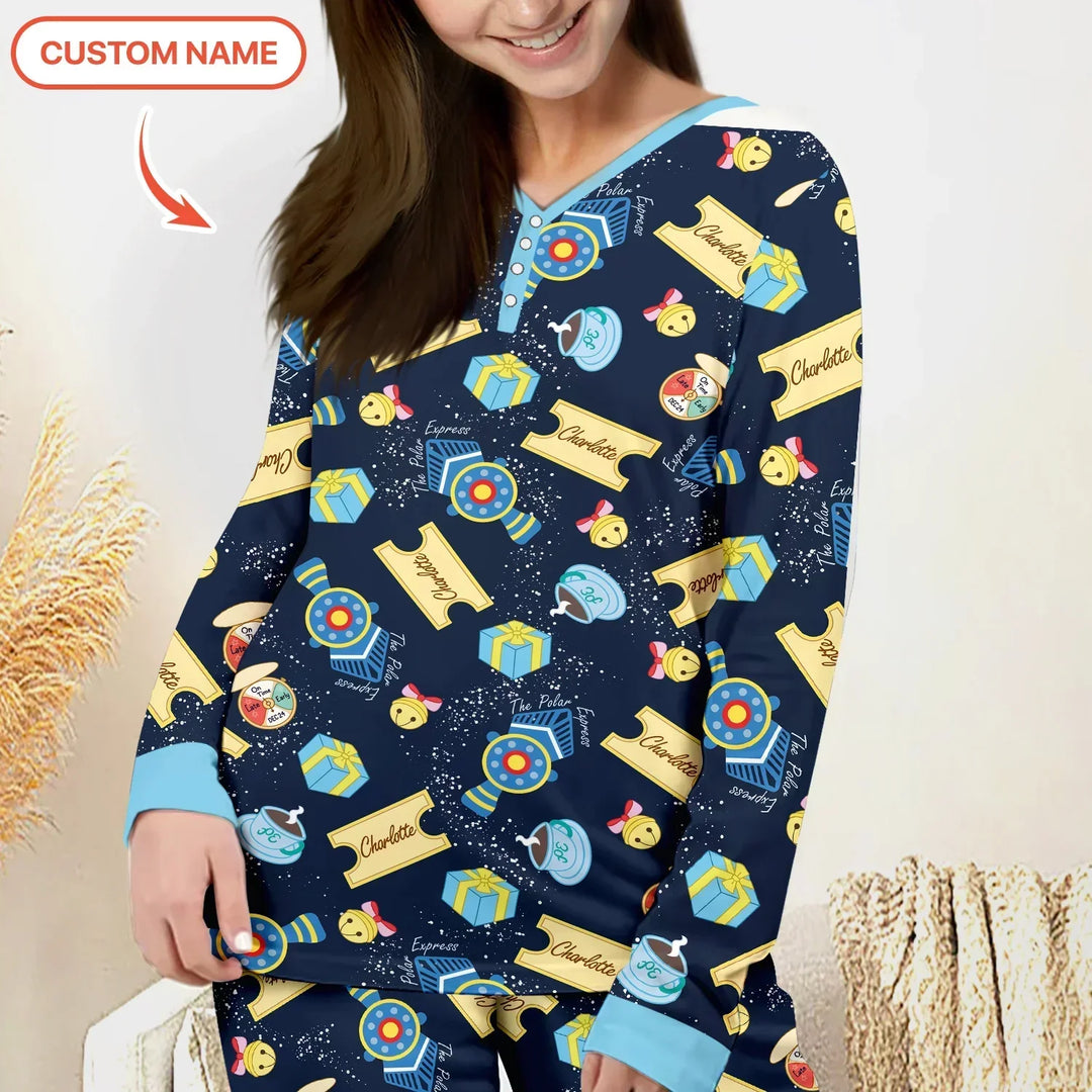 Express Train Christmas Bamboo Women Pajama Set