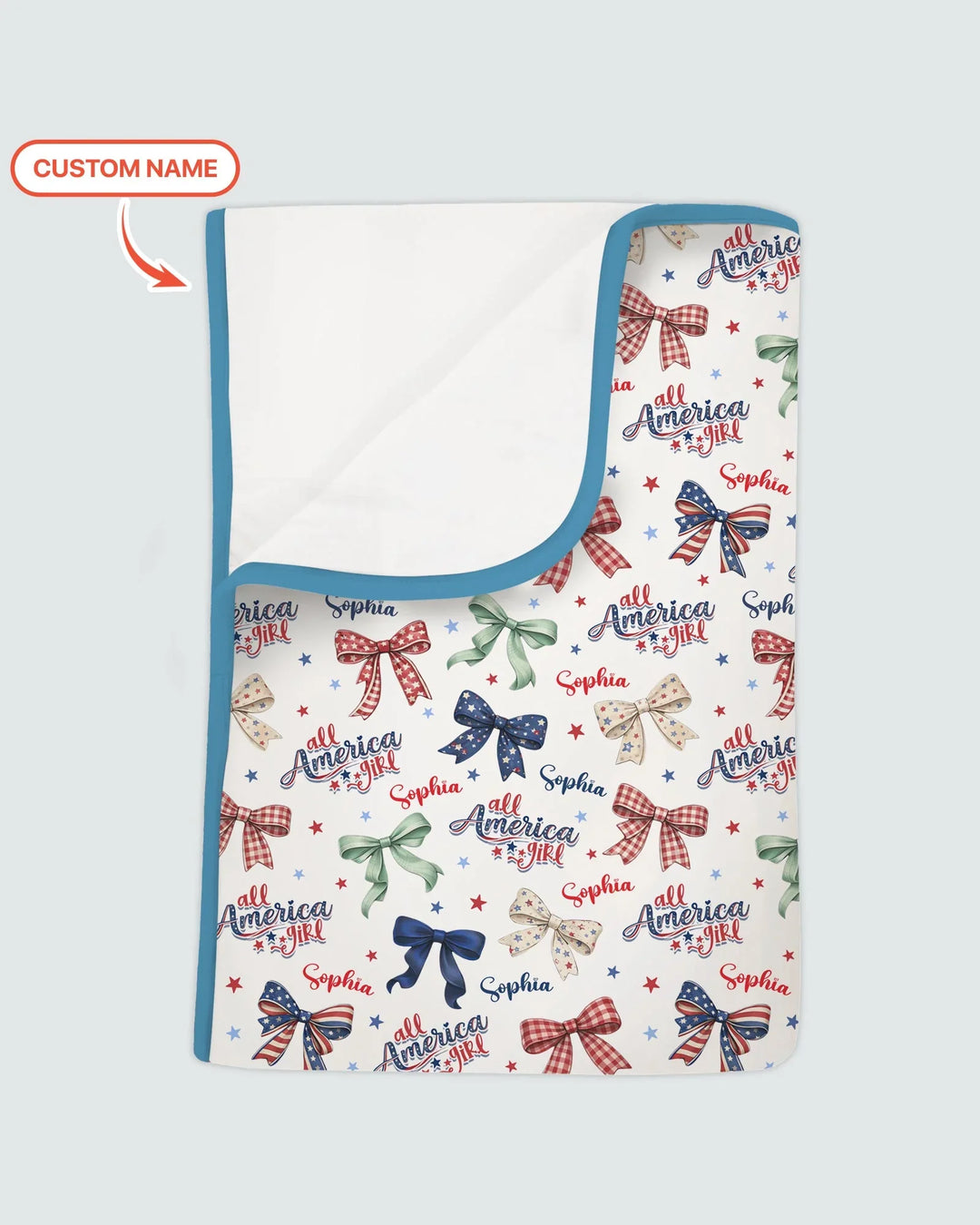 Custom Name All American Girl Bamboo Blanket