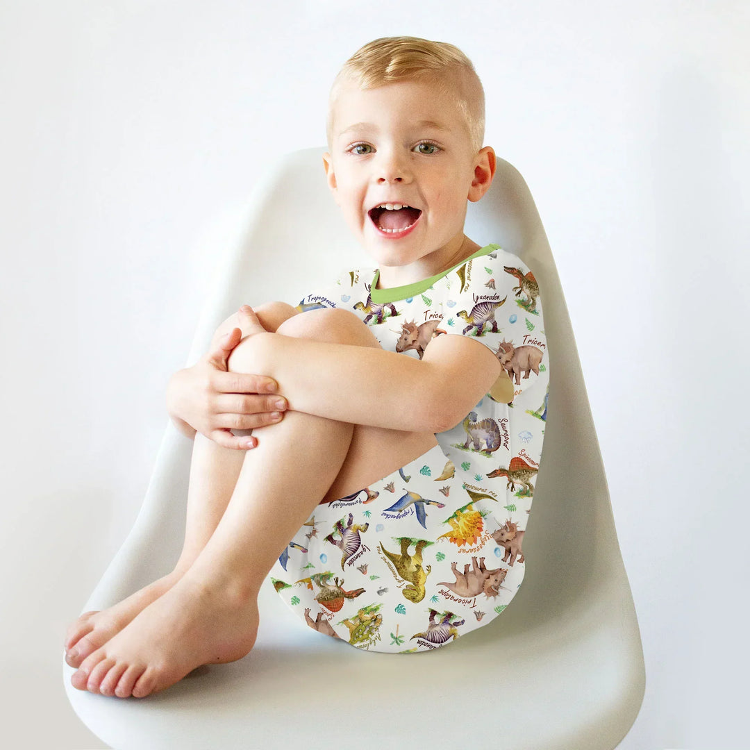 Dino Dreamland Bamboo Two Piece Short Sleeve Shorts Pajama Set