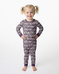 Retro Halloween Jack-O-Lantern Spooky Faces Bamboo Two Piece Long Sleeve Pajama Set