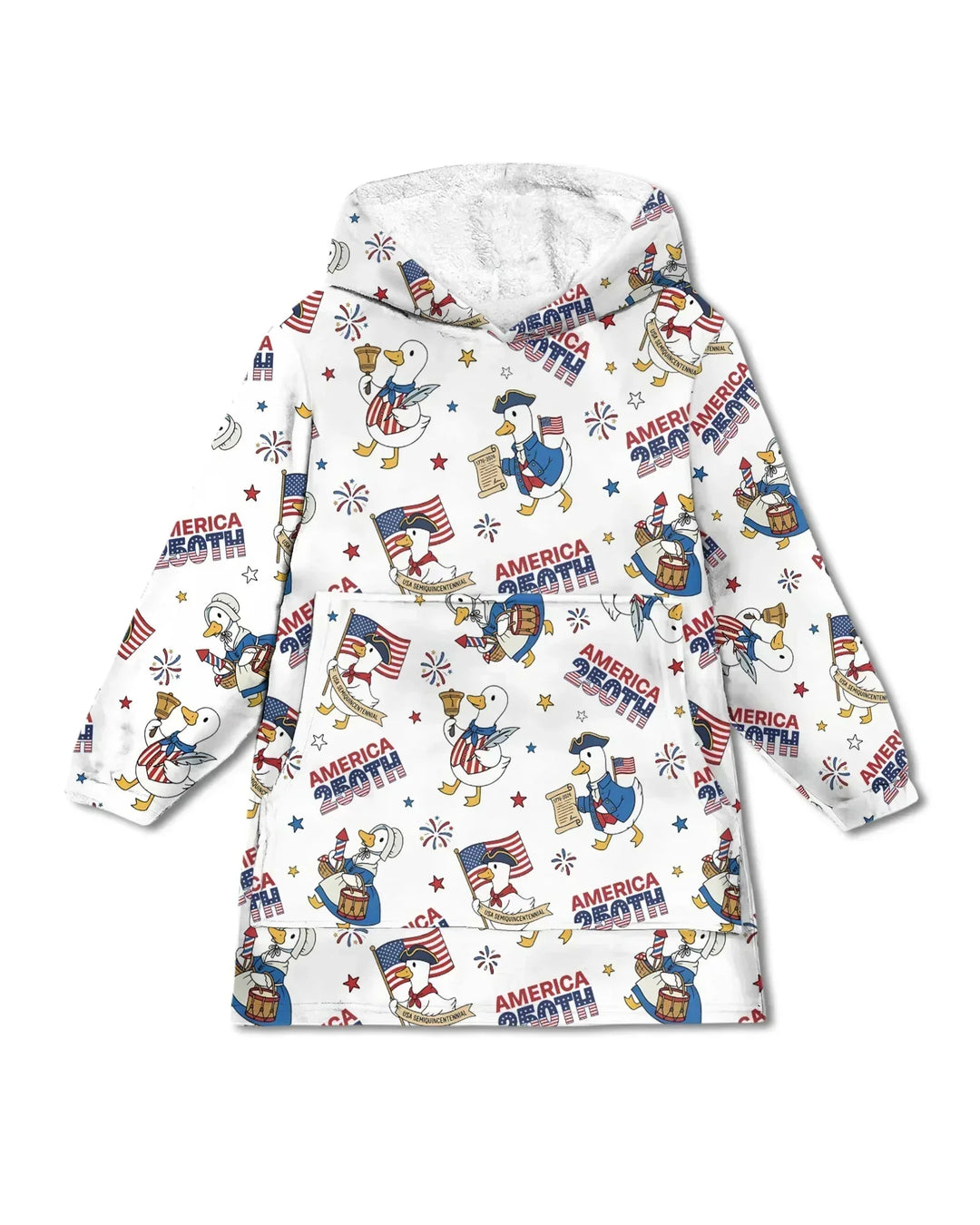 Patriotic Goose Celebrating 250 Years Wearable Bamboo Blanket Hoodie