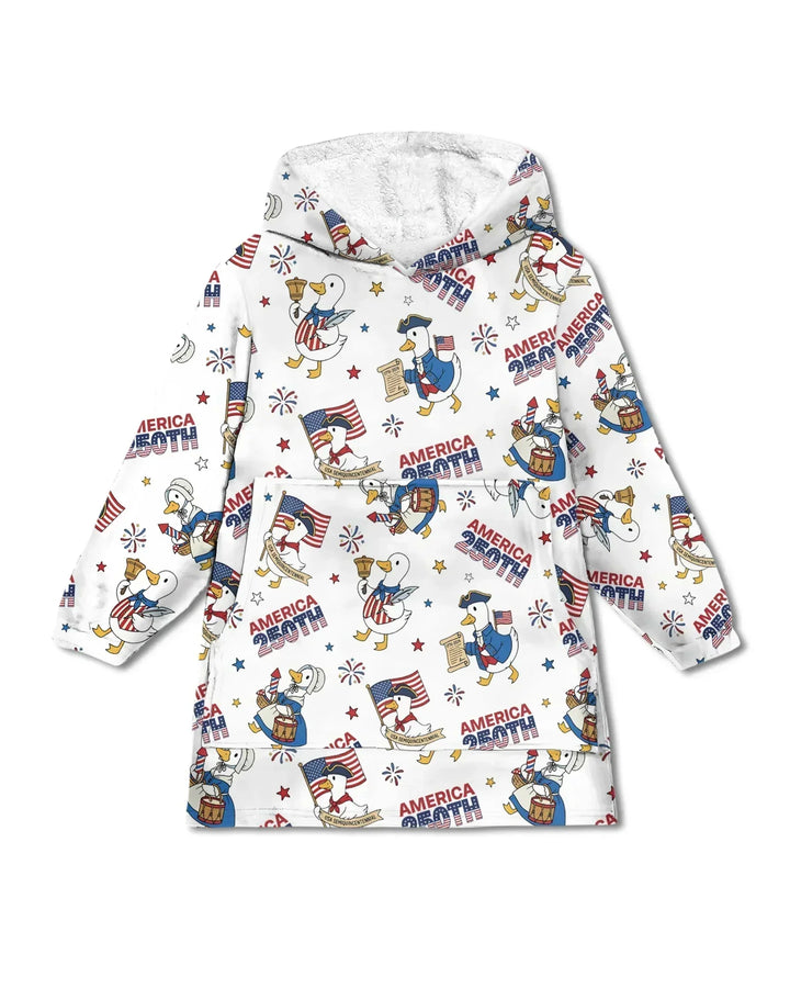 Patriotic Goose Celebrating 250 Years Wearable Bamboo Blanket Hoodie