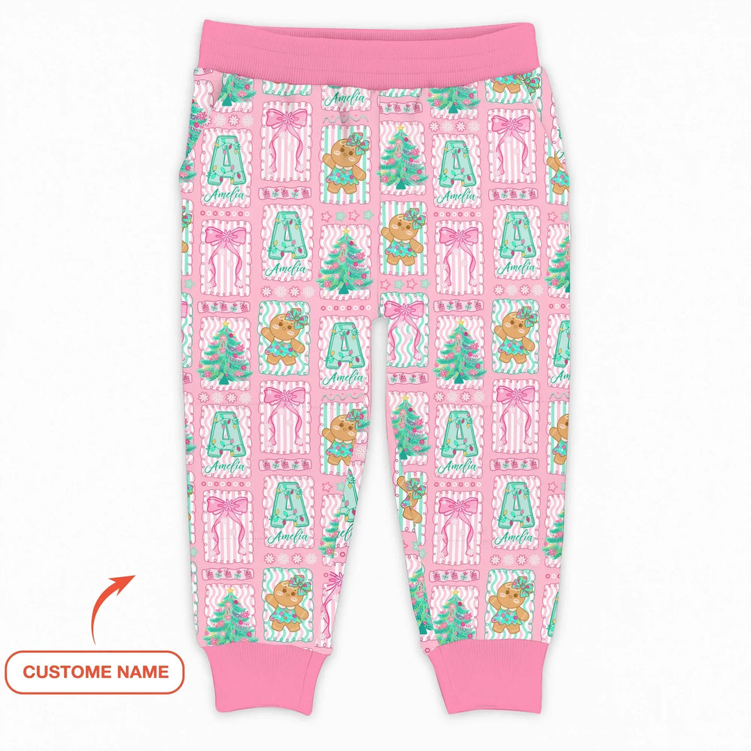 Custom Name "Merry Pink Christmas" Bamboo Jogger