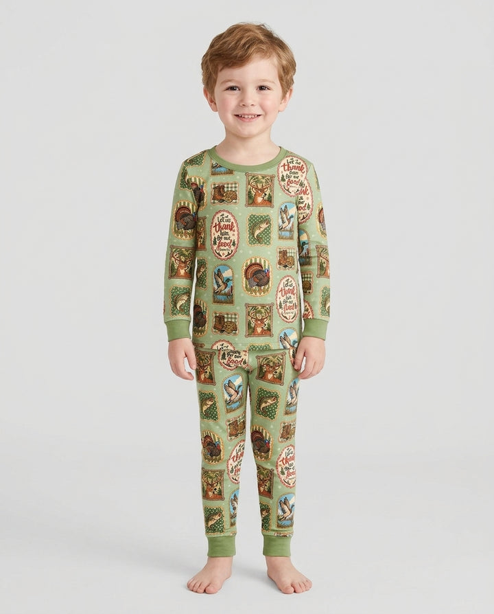 Hunting Let Us Thank Him For Our Food Bamboo Two Piece Long Sleeve Pajama Set