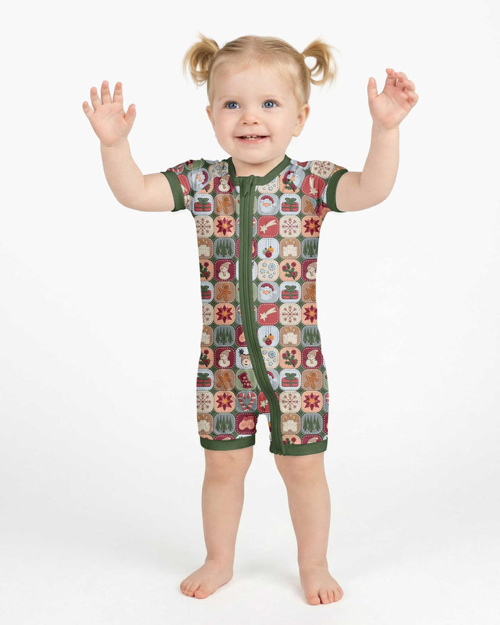 Christmas Felt Patchwork Bamboo Shorty Zippy