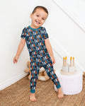 Retro Halloween Cat Bamboo Two Piece Short Sleeve Pajama Set