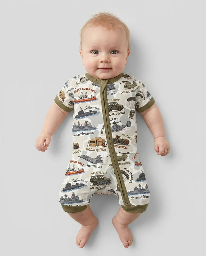 Little Hero Military Family Matching Bamboo Shorty Zippy
