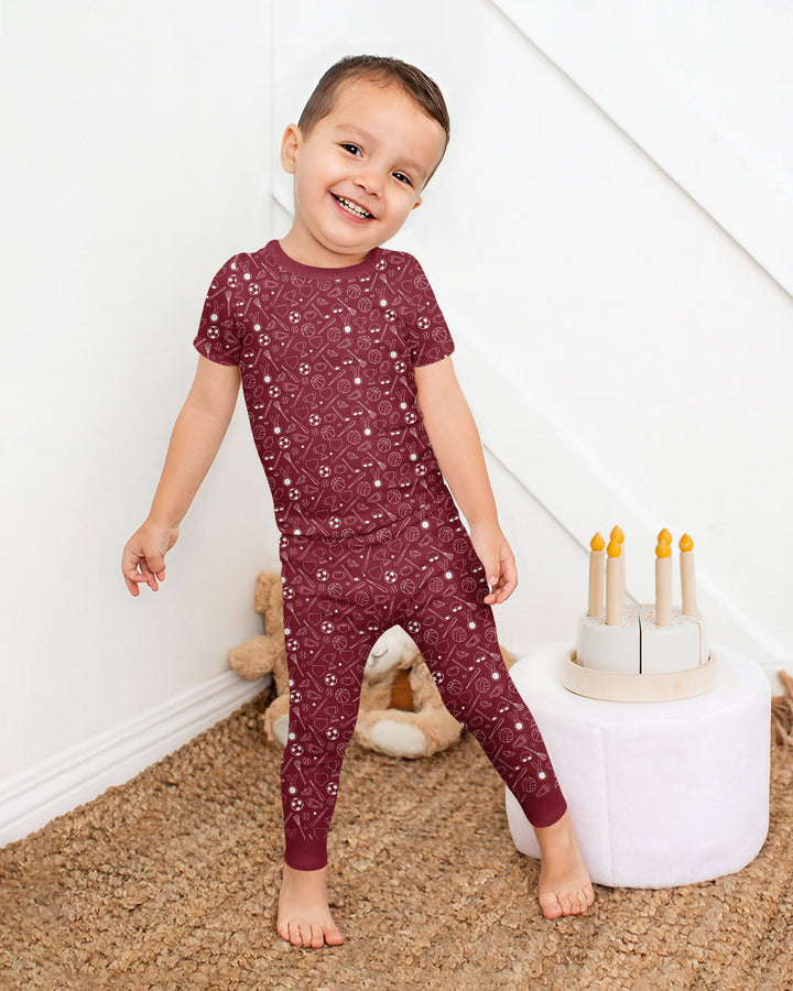 Doodle Sports Bamboo Two Piece Short Sleeve Pajama Set