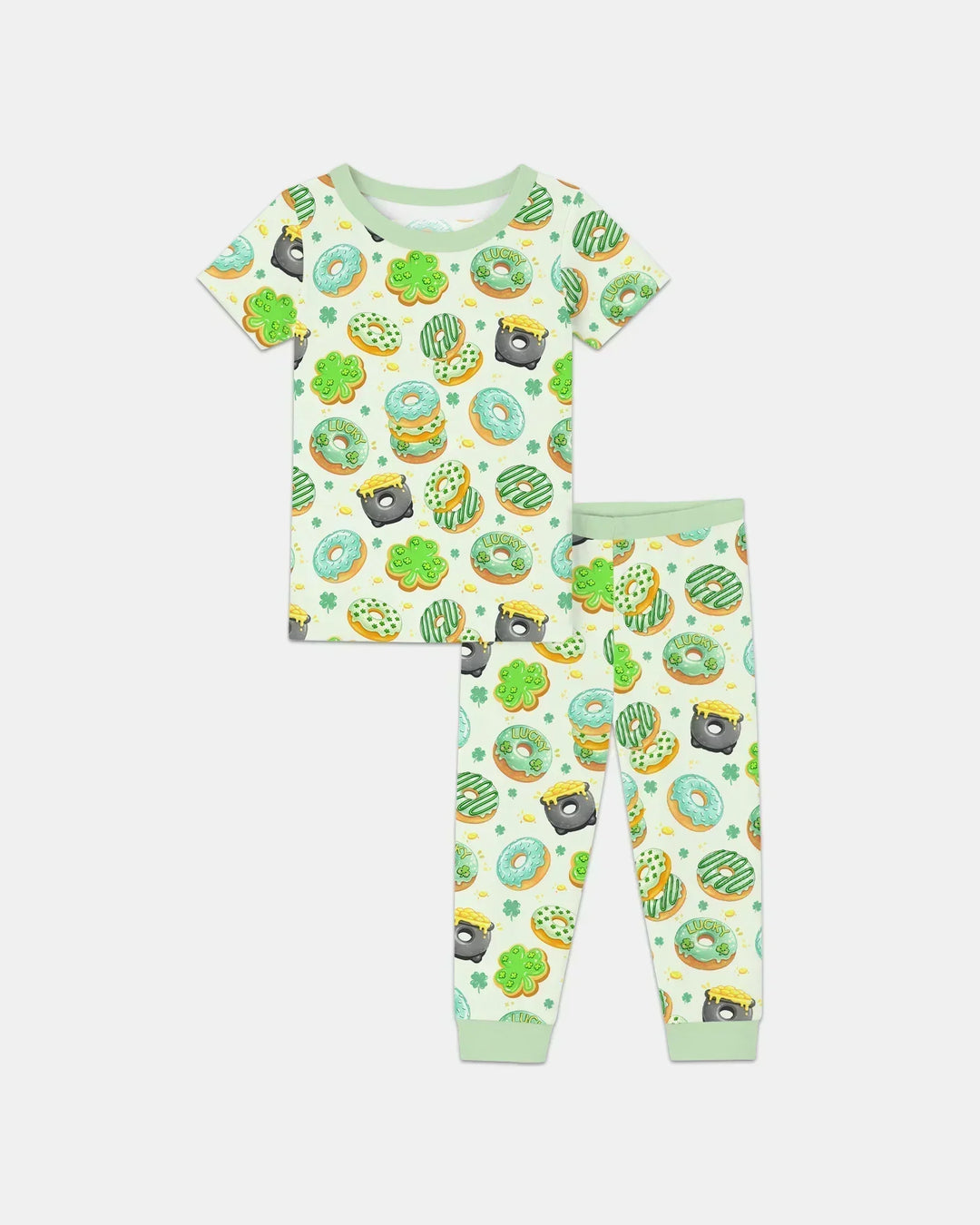 St. Patrick's Day Donut Bamboo Two Piece Short Sleeve Pajama Set