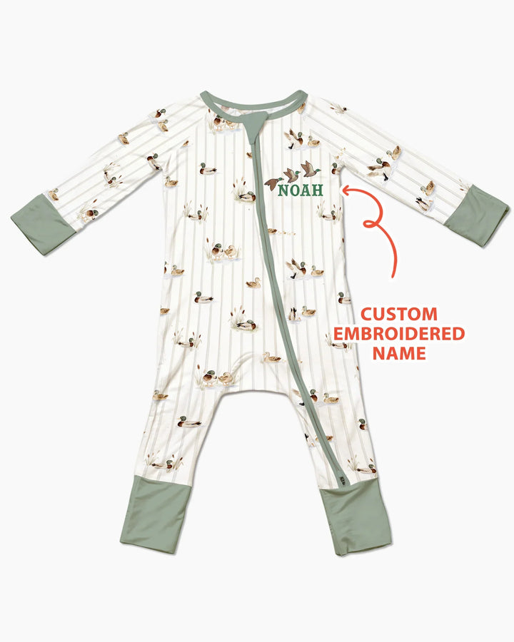 Custom Embroidered Name Mallard Duck  Bamboo Convertible Zippy