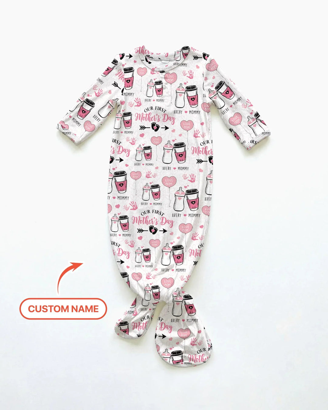 Custom Name First Mother's Day Drink Bamboo Knot Gown