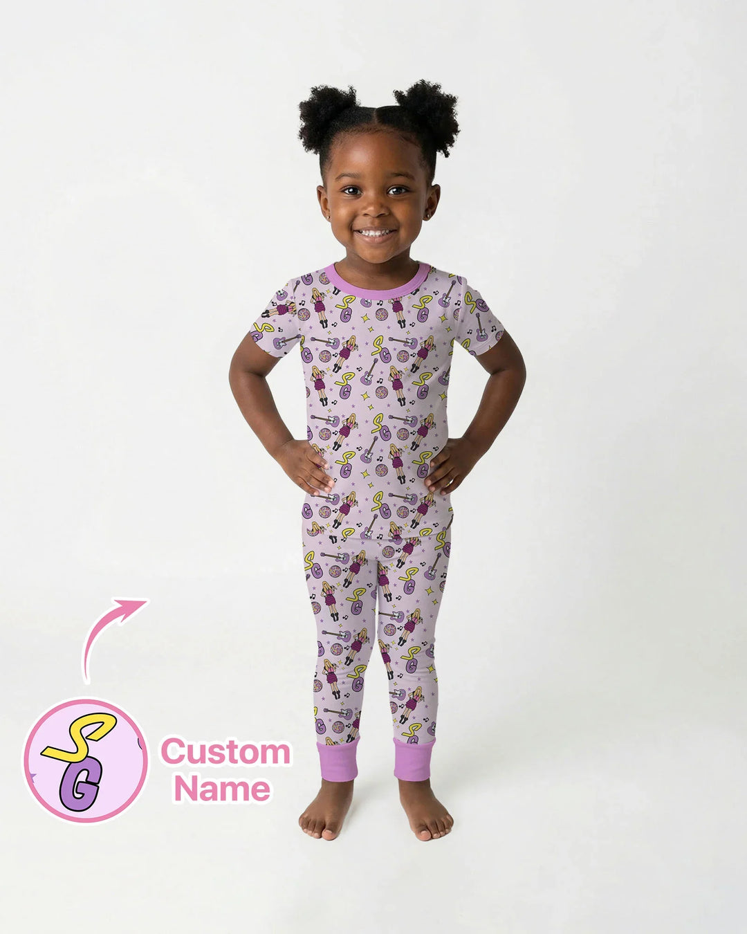 Custom Name Mini Rockstar Two Piece Short Sleeve Pajama Set
